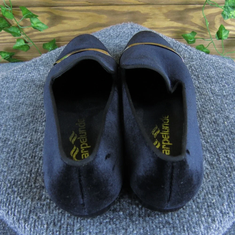 Harpelunde Men Black Velvet Loafer Slip On Dress Shoes With Gold Plate‎ Size 11